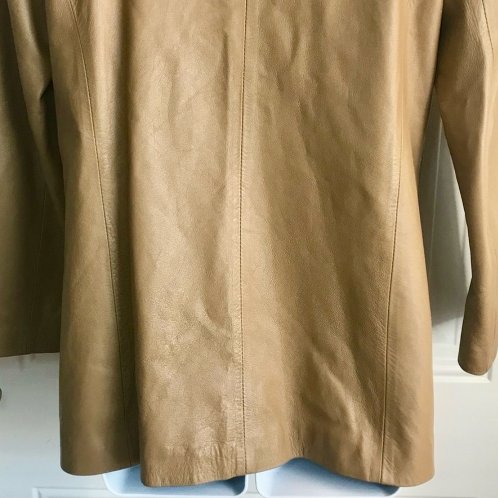 Vtg Women’s 44 10-12 Made in Italy Vera Pelle Tan Leather 4-Button Jacket in EUC - Picture 13 of 16